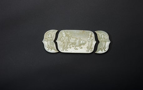 Hetian Jade Figure and Beast Pattern Three-Piece Set, Han Dynasty