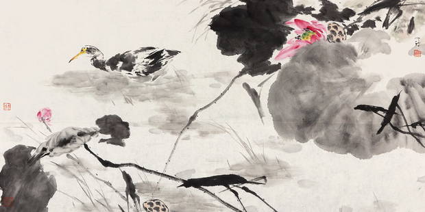 Lotus and Wild Fowl Painting, Xu Haojun