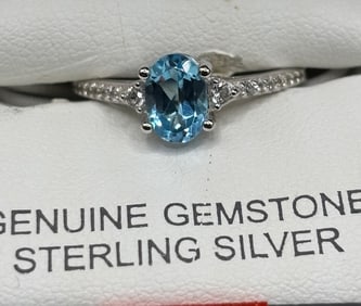 Sterling Silver Ring Natural Topaz