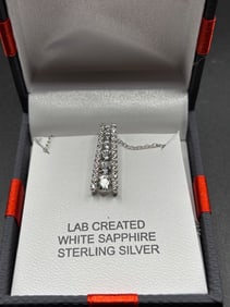 White LG Sapphire (5) Stone Necklace