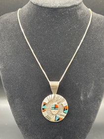 Zuni Sterling Silver Sun face Motif