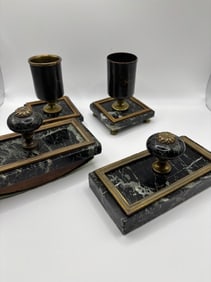 Antique Inkwells and Desk Accessories - Marble and Bronze
