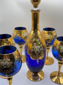 Vintage Italian Wine Glass (5) with Decanter