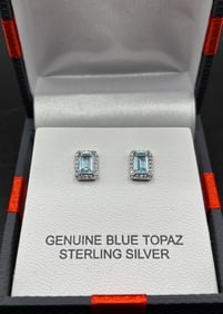 Sterling Silver Blue Topaz Earrings