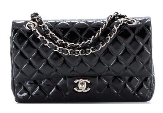 Chanel Classic Double Flap Bag Quilted Patent Medium