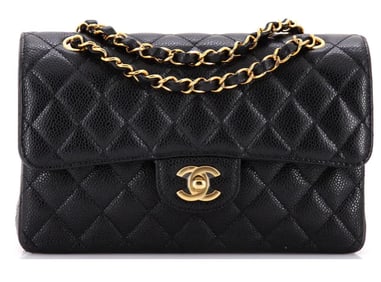 Chanel Classic Double Flap Bag Quilted Caviar Small