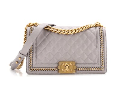 Chanel Boy Flap Bag Quilted Caviar with Whipstitch Chain Detail Old Medium