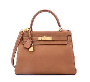 Hermes Kelly Handbag Gold Togo with Gold Hardware 28