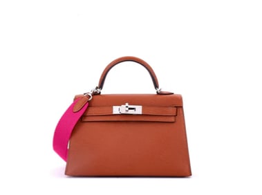 Hermes Kelly Mini II Amazone Handbag Brown Chevre Mysore with Palladium Hardware 20