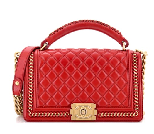 Chanel Chain Handle Boy Flap Bag Quilted Calfskin Old Medium (1 of 8)