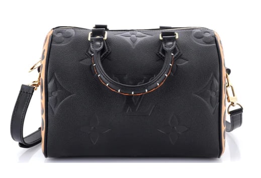 Louis Vuitton Speedy Bandouliere Bag Wild at Heart Monogram Empreinte Giant 25: Louis Vuitton Speedy Bandoulière 25 – Black Monogram Empreinte with Animal Print Trim Step into effortless luxury with this Louis Vuitton Speedy Bandoulière 25. Crafted from rich black Monogram Em