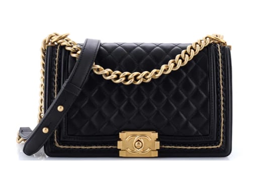 Chanel Boy Flap Bag Quilted Lambskin with Chain Detail Old Medium (1 of 6)