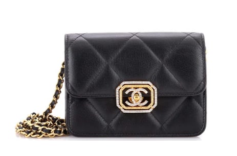 Chanel Crystal Geometric Frame CC Clutch with Chain Quilted Calfskin (1 of 5)