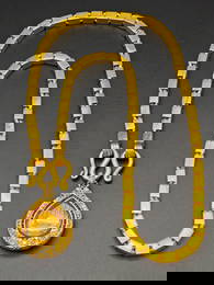 Au&#223;ergew&#246;hnlich schwere Tempelkette aus Thailand - 345 g - 950er Gold - mit Amulett der Go