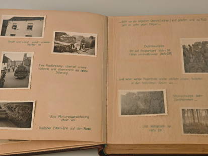 Fotoalbum eines deutschen Soldaten mit Fotos vom Vormarch gegen Frankreich 10. Mai 1940: Fotoalbum eines deutschen Soldaten mit Fotos vom Vormarch gegen Frankreich 10. Mai 1940 Das Album beinhaltet Fotos aus dem Alltag der Soldaten. Zu den Fotos hat der Soldat Notizen und Beschreibungen a