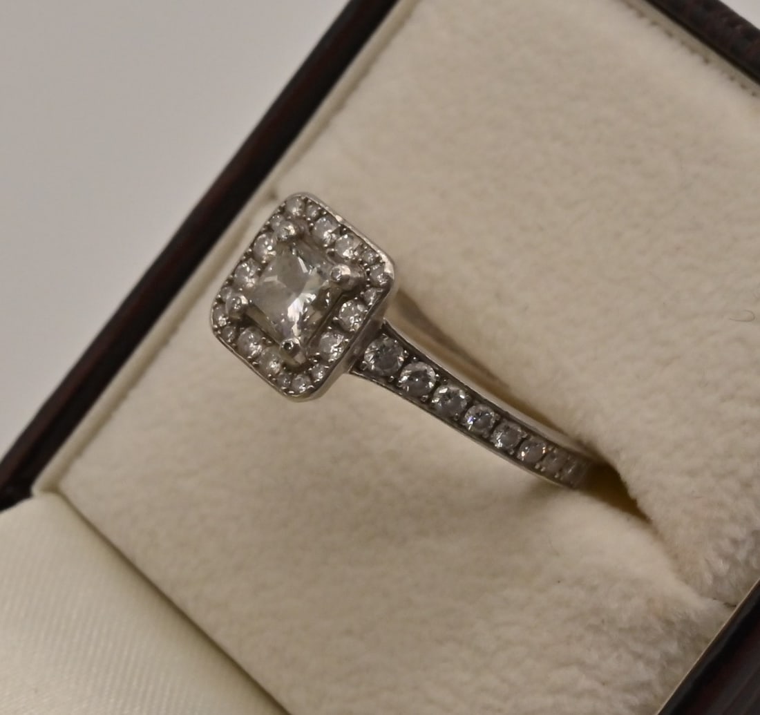 Platin RIng mit Princessschiff Diamant - 2