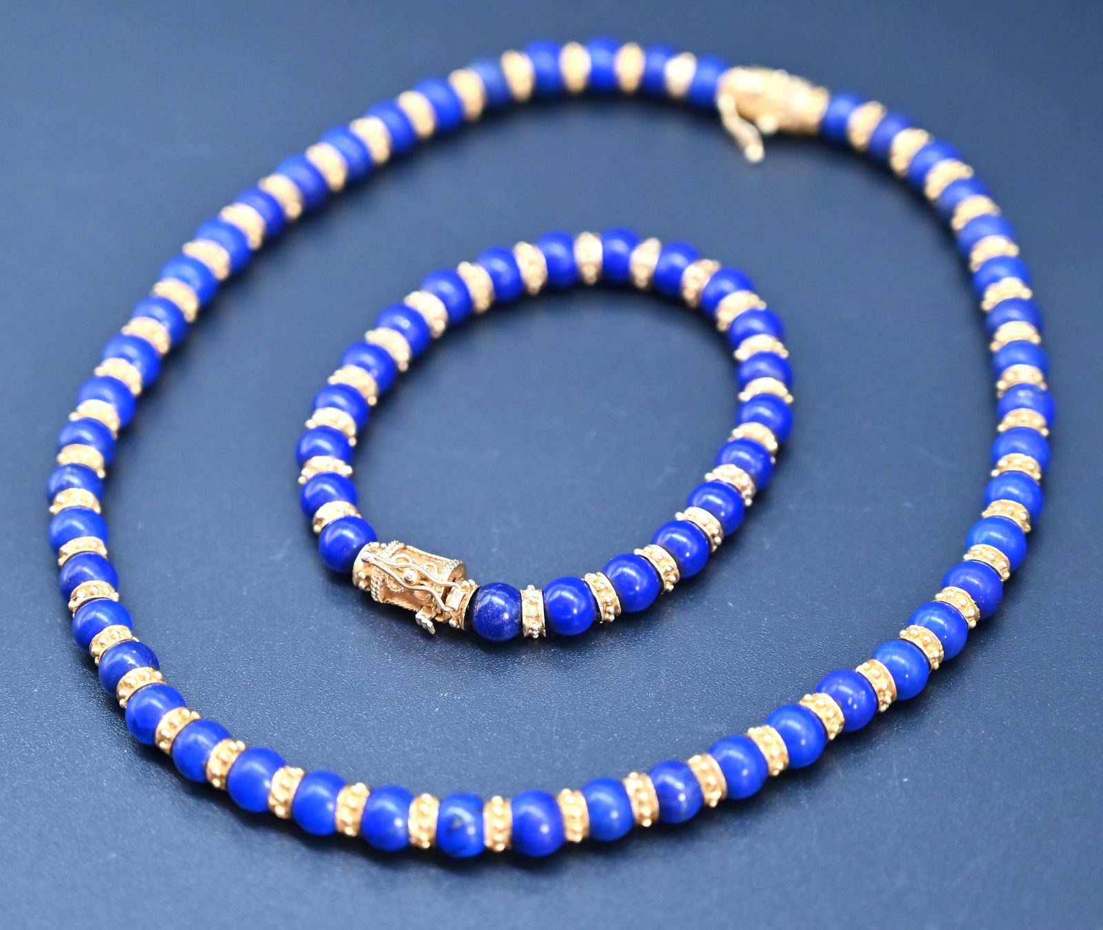 Lapis Lazuli 18 K Perlenkette und Armband - 2