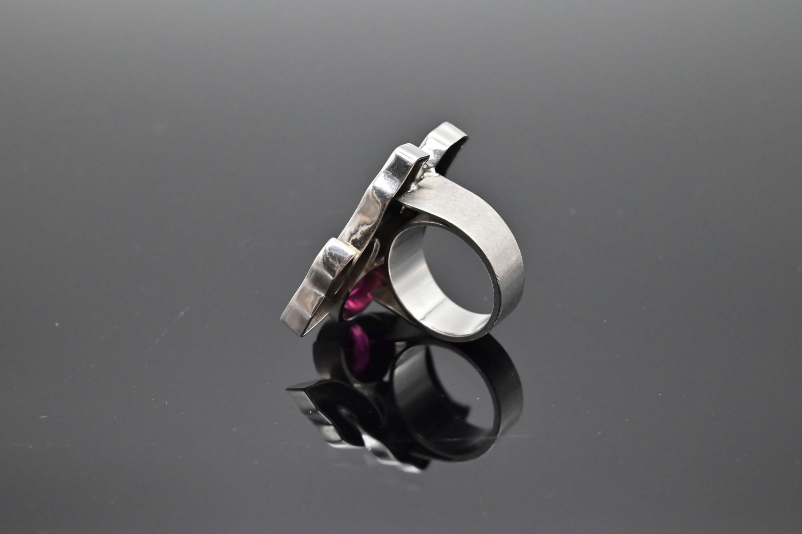 Platin Schmuckset mit Granatsteinen - 3