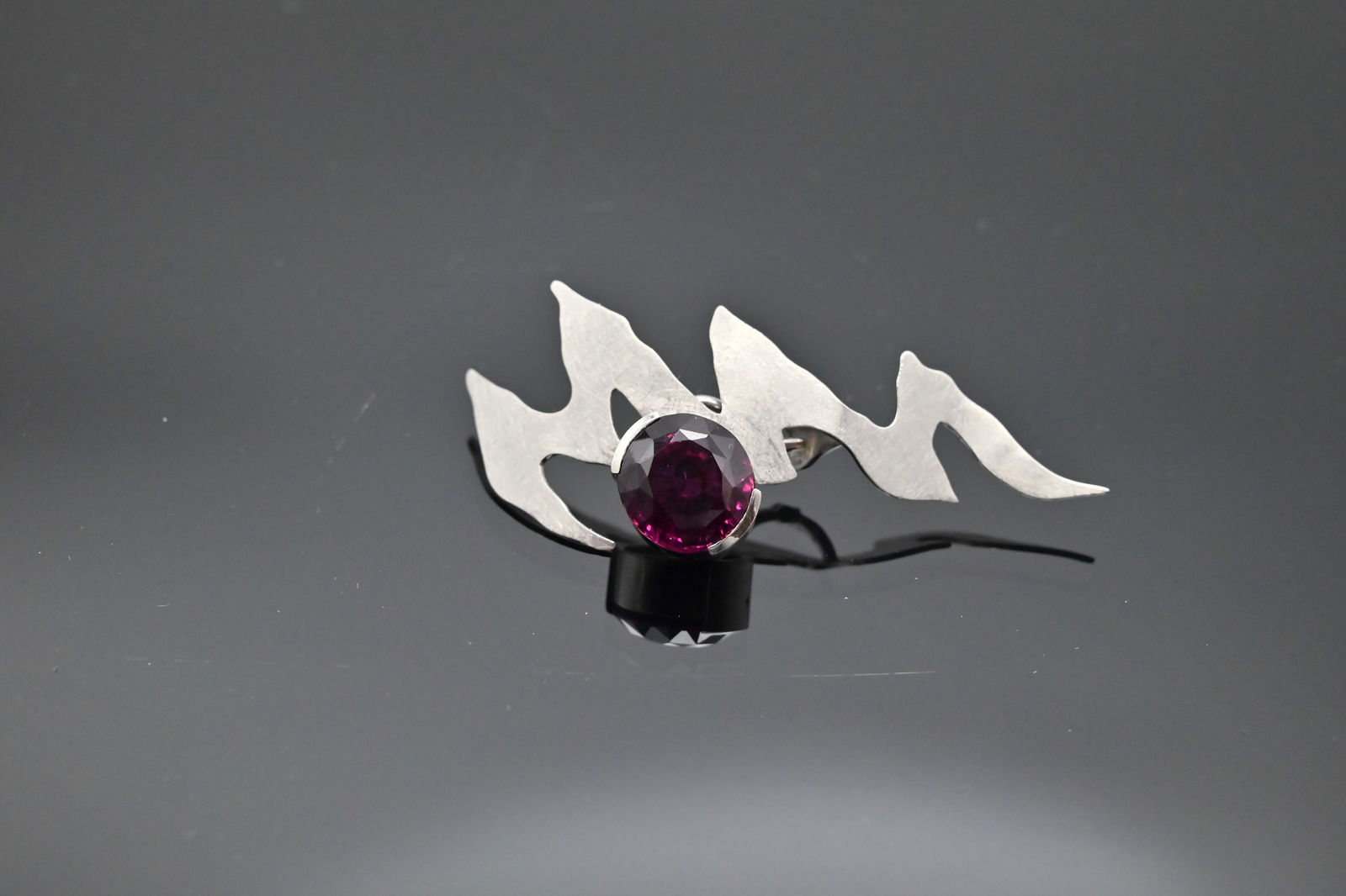 Platin Schmuckset mit Granatsteinen - 4