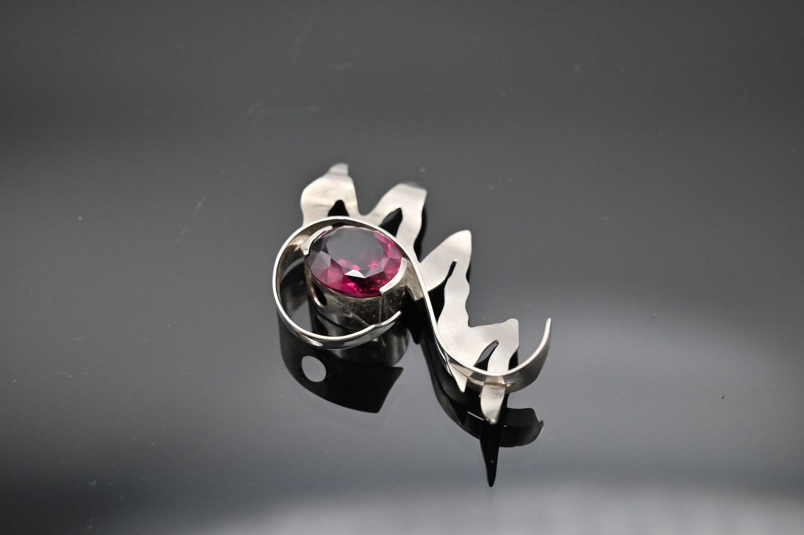 Platin Schmuckset mit Granatsteinen - 6