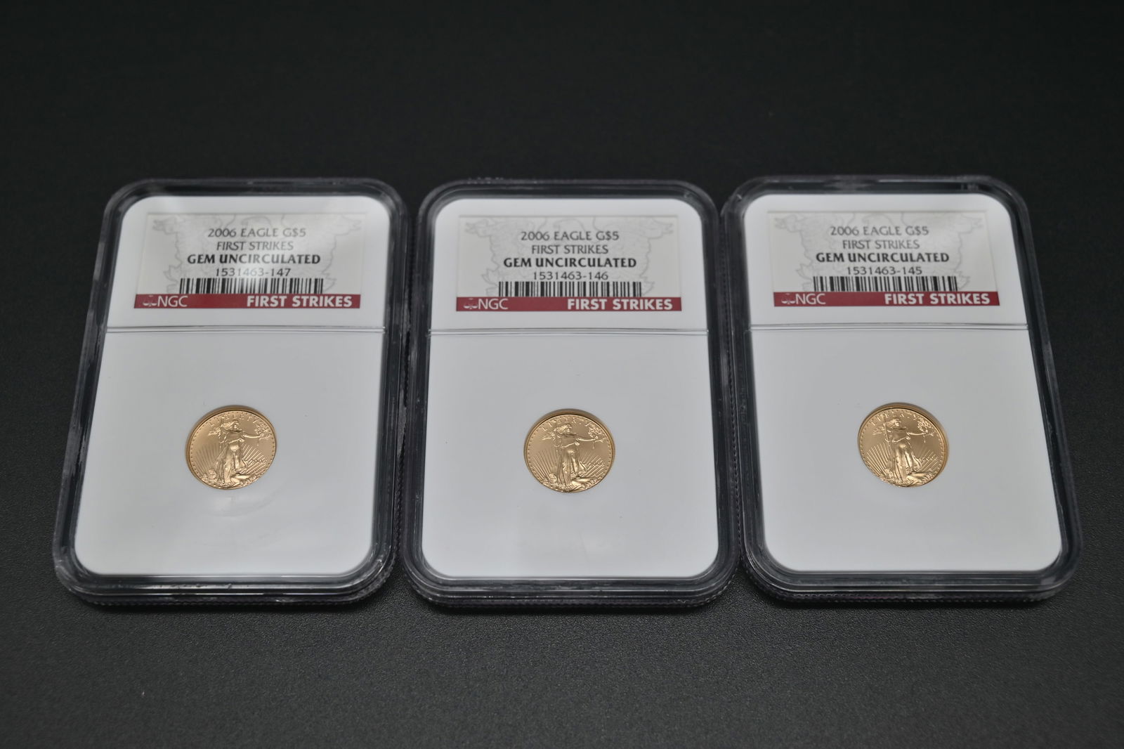 USA 3 x 1/10 Unze Gold, 5 Dollars NGC - 11