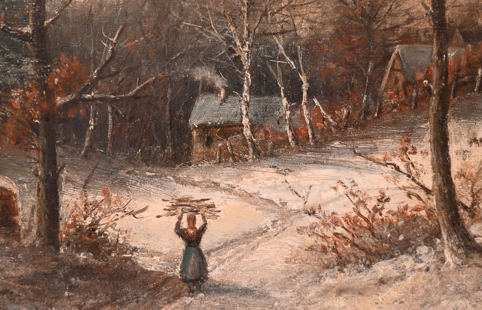 Jakob Hoffmann (1852 - 1903) - Winterlandschaft mit Holz sammelnder Frau - 4