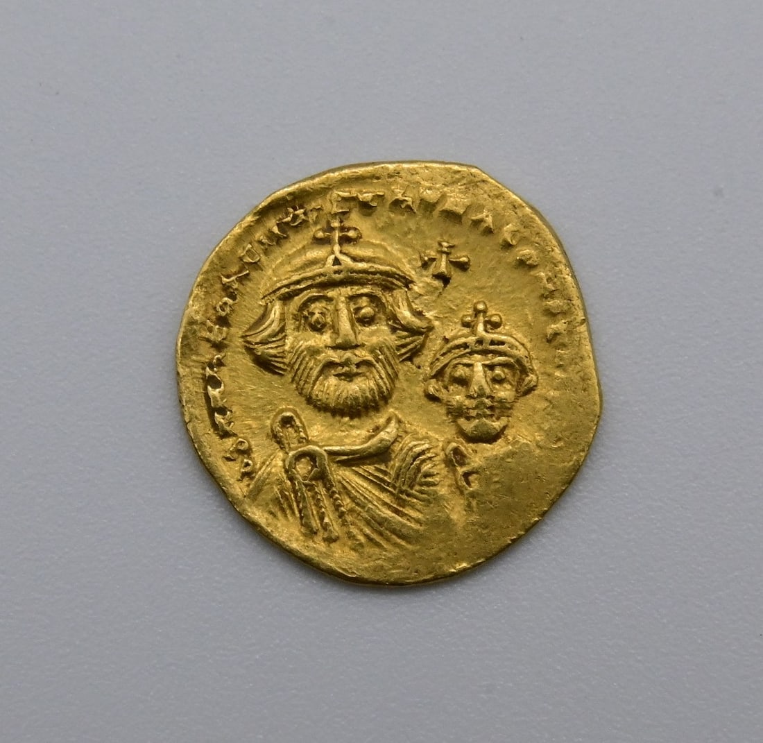 Byzantinische Goldmünze - Solidus - 613 - 630, Heraclius und sein Sohn Constantinus . ss (1 of 4)