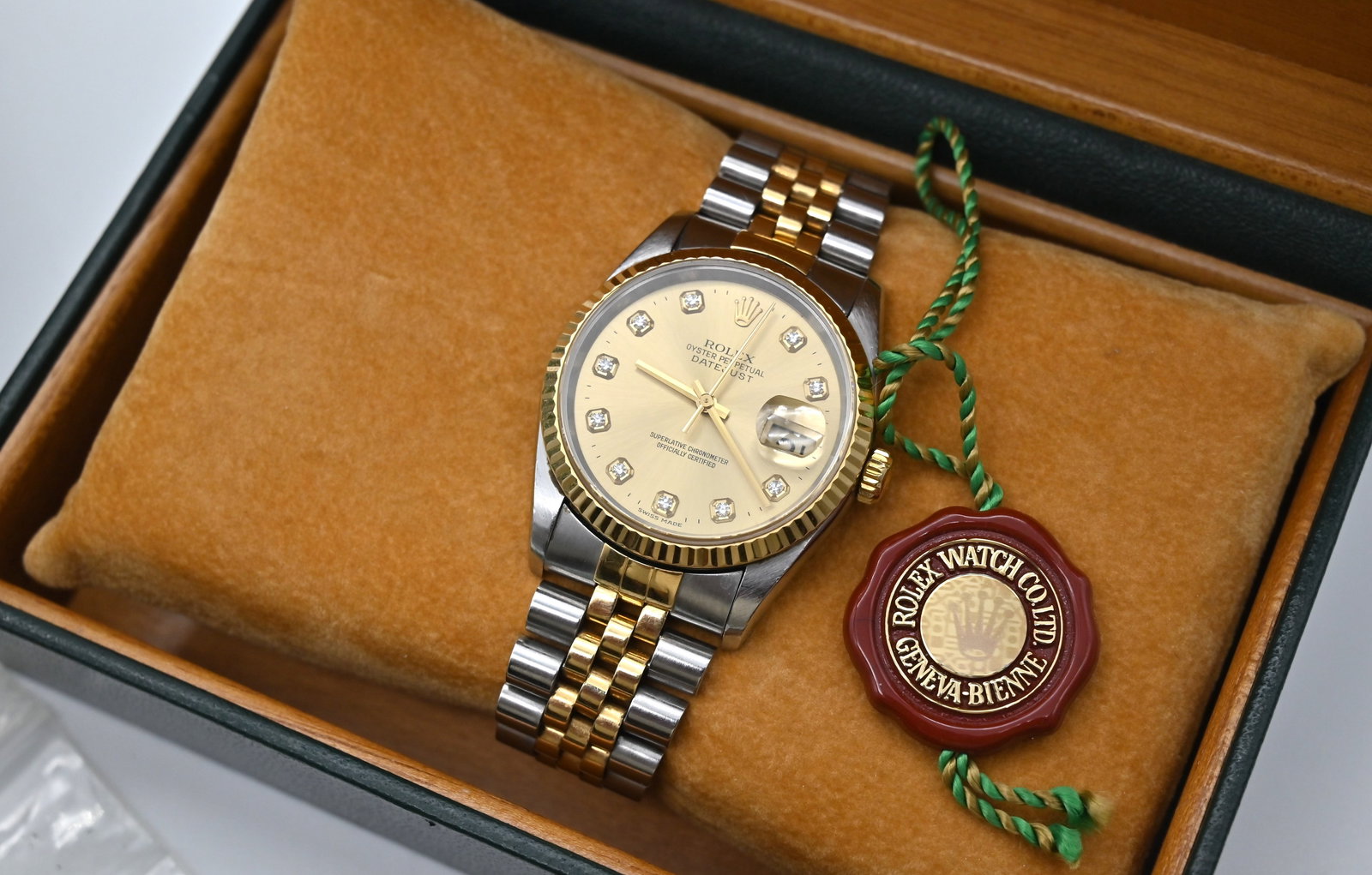 Rolex Datejust 36 Herren Armbanduhr. Ref 16233 Champagner-Zifferblatt mit Diamanten. - 11