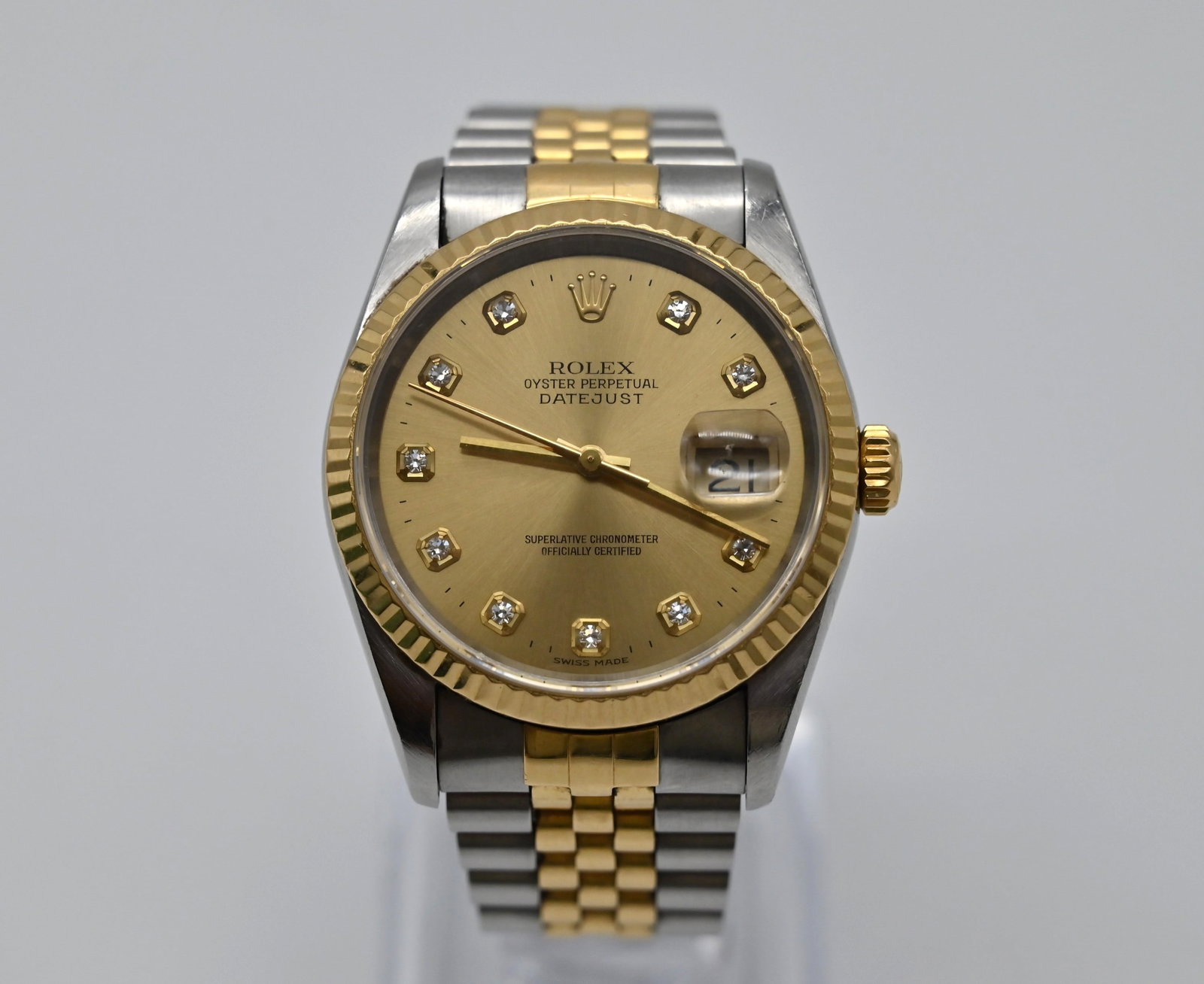 Rolex Datejust 36 Herren Armbanduhr. Ref 16233 Champagner-Zifferblatt mit Diamanten. (1 of 12)
