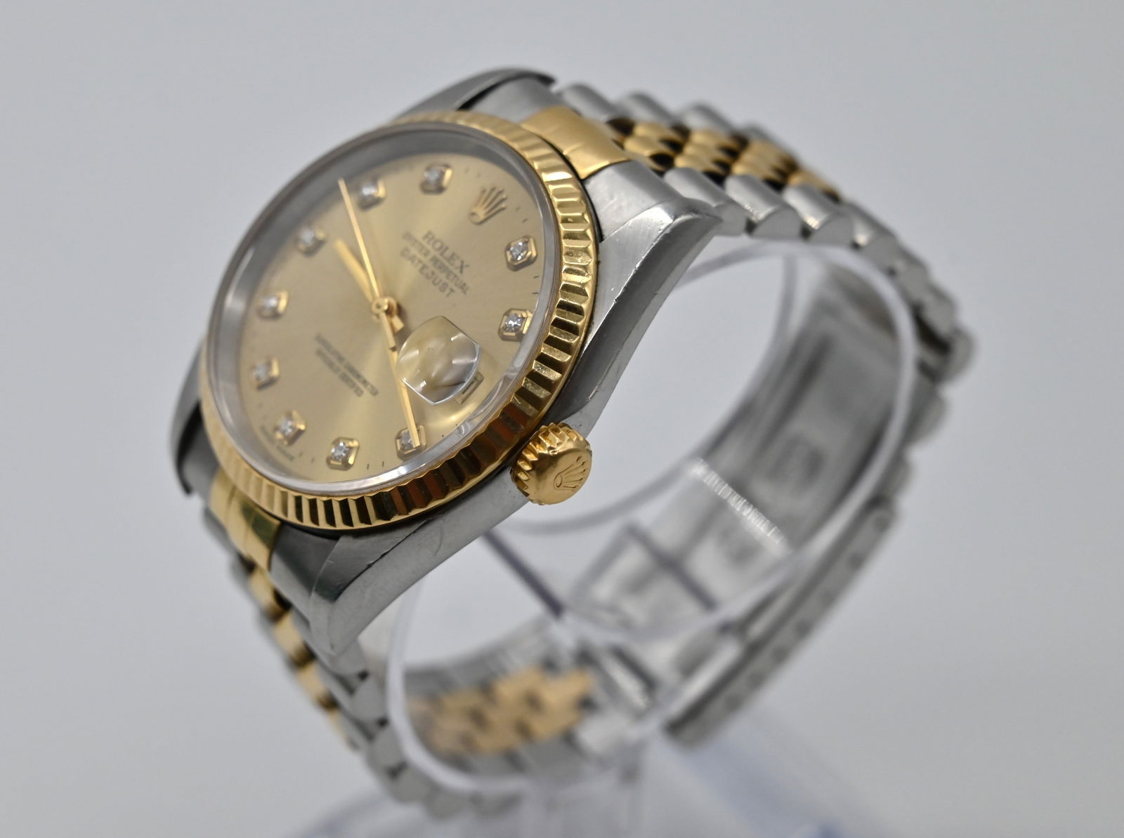 Rolex Datejust 36 Herren Armbanduhr. Ref 16233 Champagner-Zifferblatt mit Diamanten. - 2