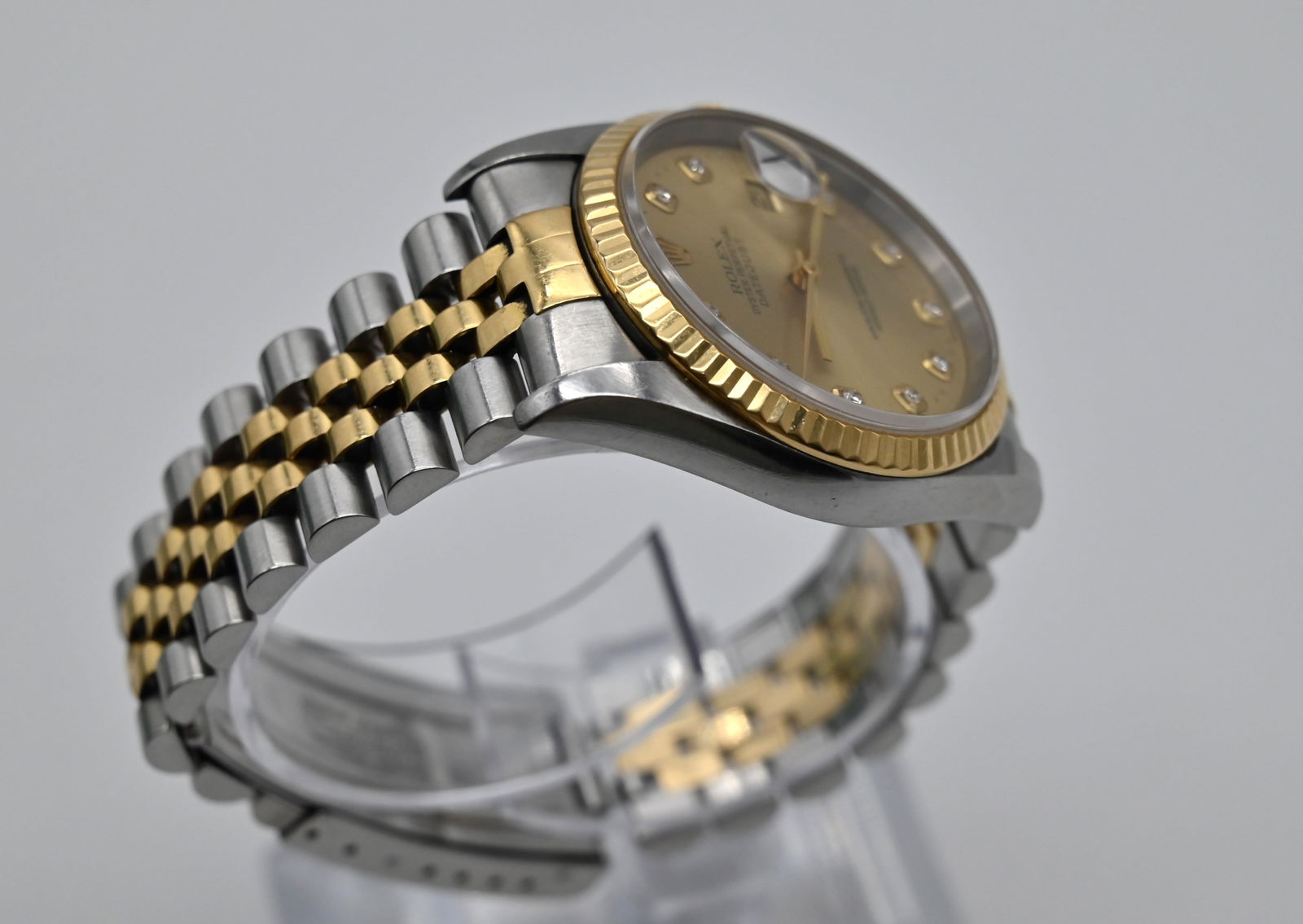 Rolex Datejust 36 Herren Armbanduhr. Ref 16233 Champagner-Zifferblatt mit Diamanten. - 3