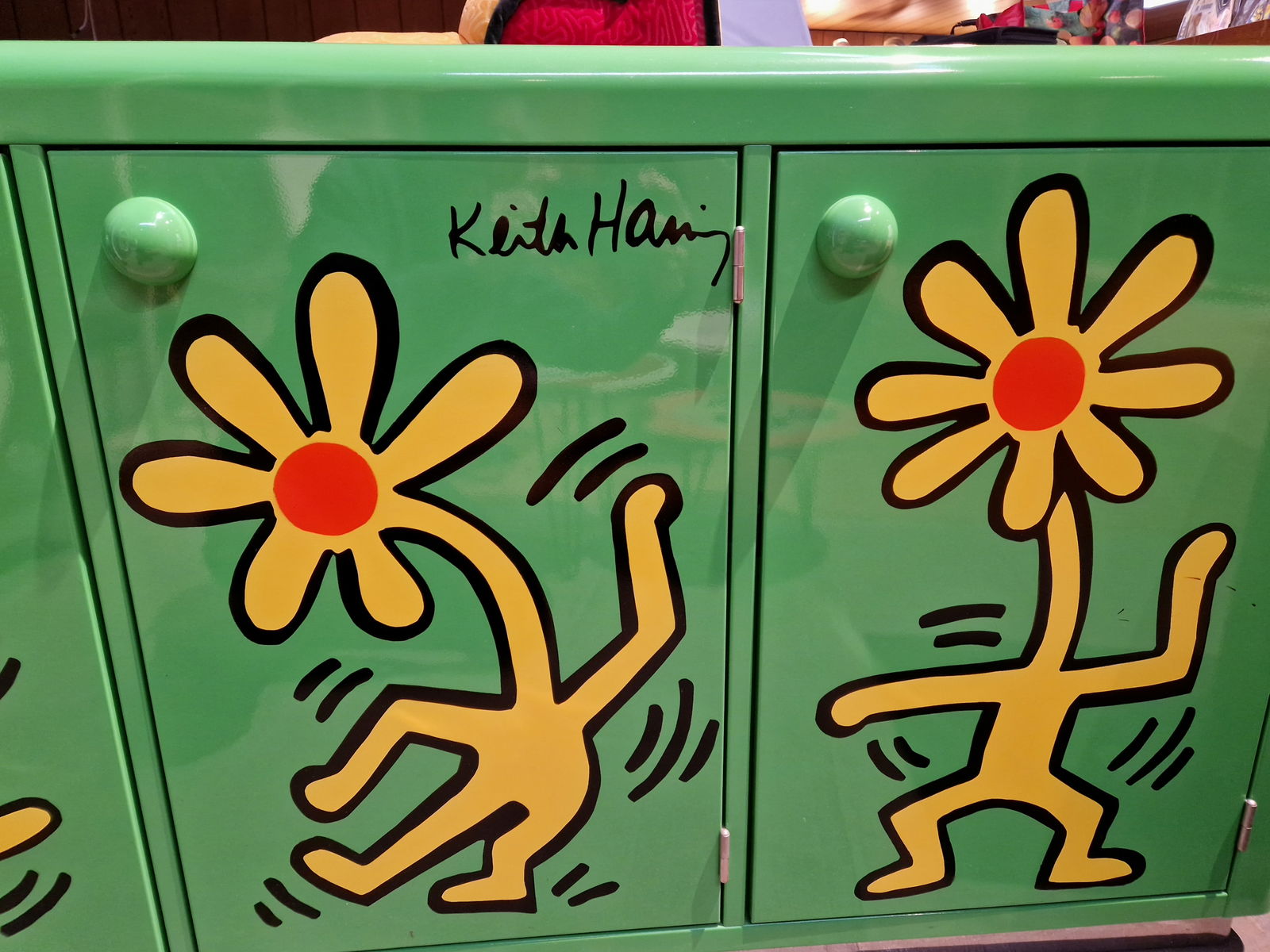Keith Haring in Zusammenarbeit mit Bretz, Kommode/Sideboard Metall Grün, Ende 1990 - 2