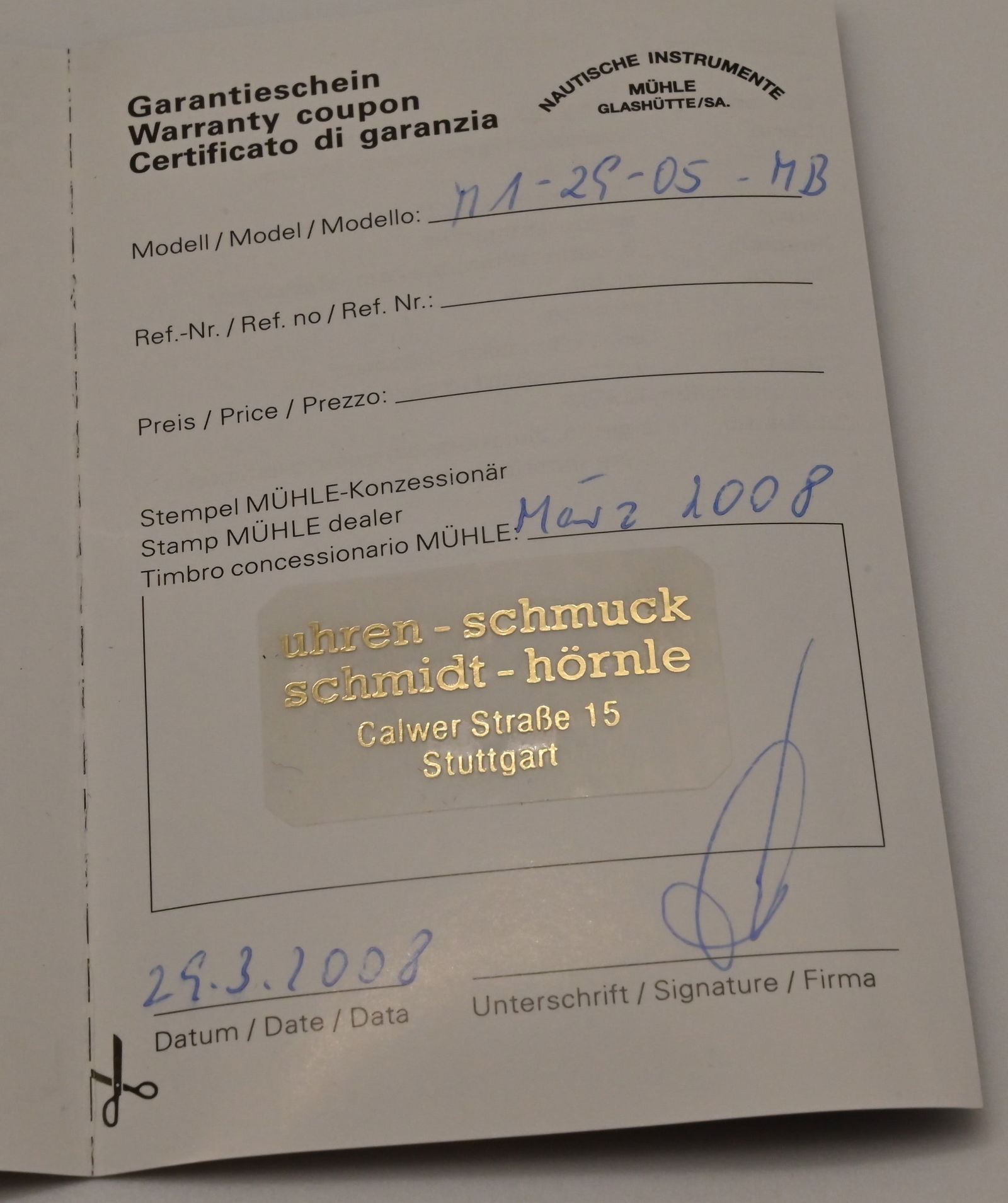 Mühle Glashütte Unotime Herrenarmbanduhr, Ref: M1-29-05-MB - 14