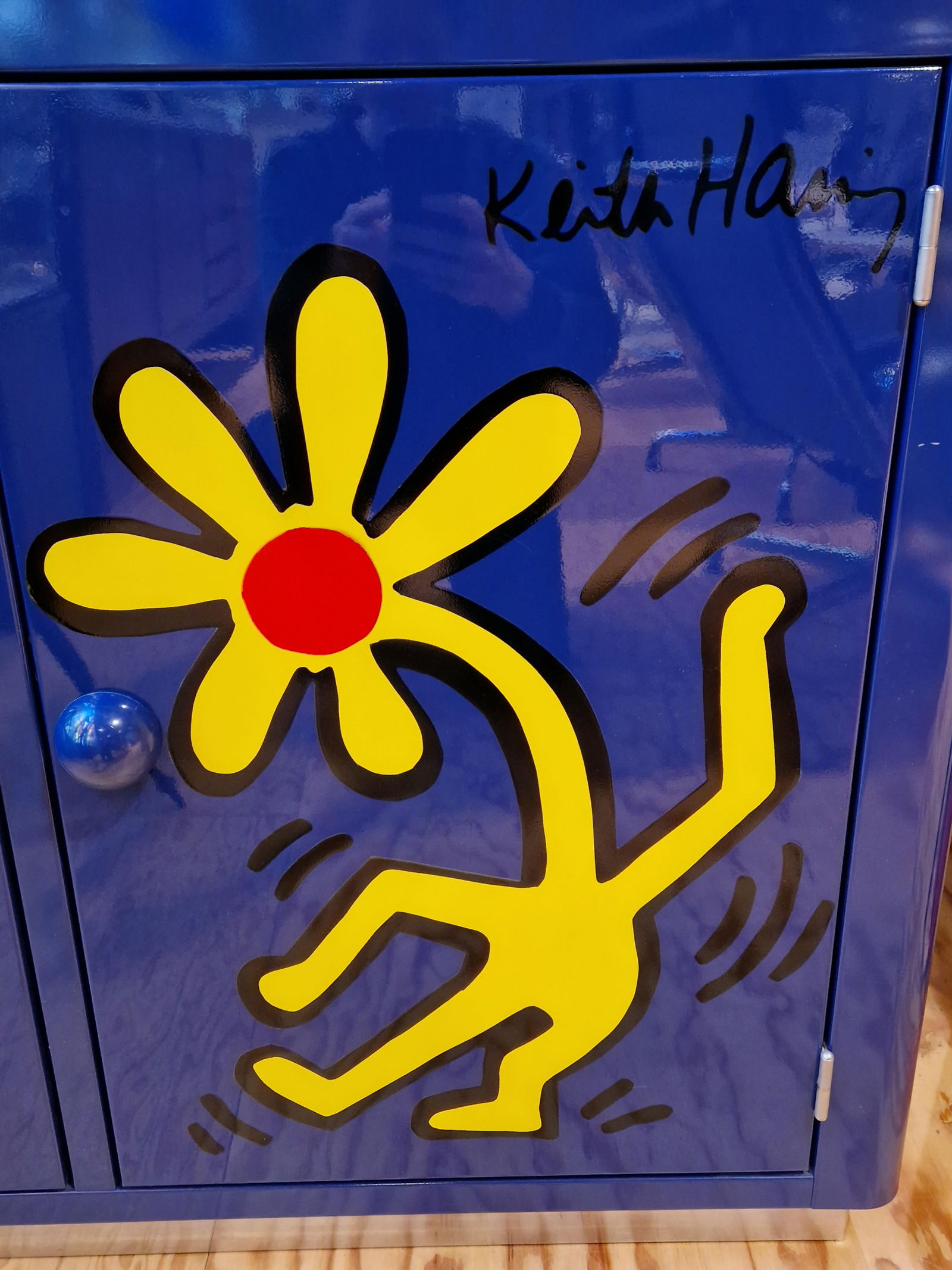 Keith Haring in Zusammenarbeit mit Bretz, Kommode/Sideboard Metall Blau, Ende 1990 - 2