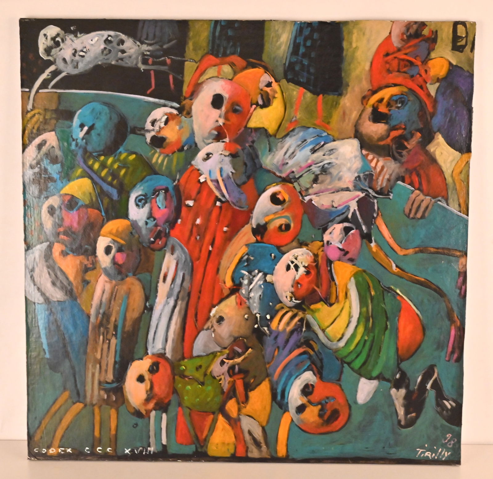 Jean Tirilly (1946-2009) - Öl aud Leinwand "Codex CCCXVIII" 1998: Jean Tirilly (1946-2009) - Öl aud Leinwand "Codex CCCXVIII" 1998 Jean Tirilly (1946-2009) - Öl auf Platte "Codex CCCXVIII"Öl auf HartfaserplatteMaße: 60 x 60 cmSigniert unten