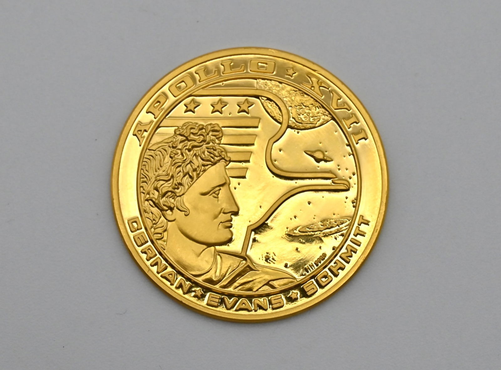 Apollo XVII Mondlandung Goldmedaille: Apollo XVII Mondlandung Goldmedaille 999 Gold Gewicht: 15 g