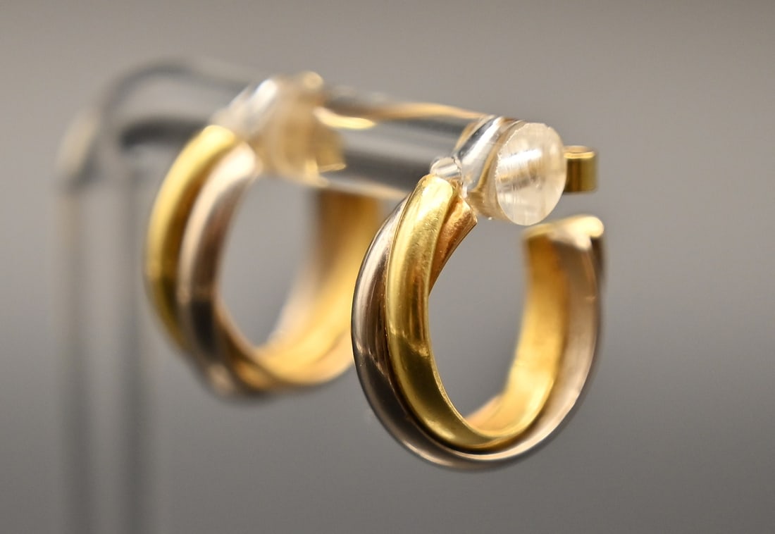 Paar Bicolor Kreolen 18K - 3