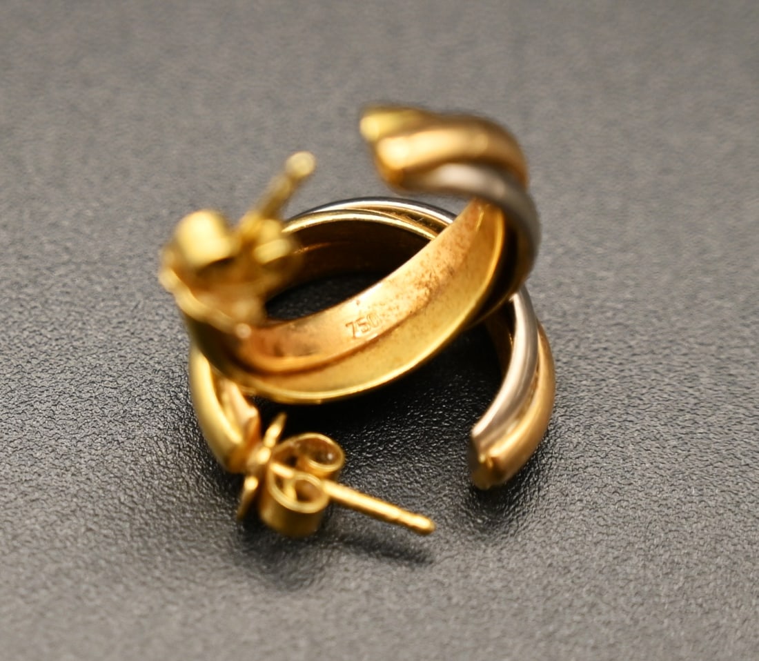 Paar Bicolor Kreolen 18K - 5