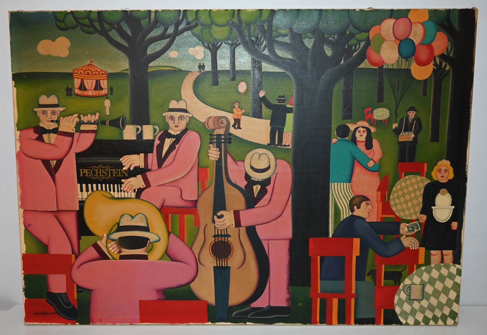 Maria Kloss (1940) - "Cafe im Park" 1970: Maria Kloss (1940) - "Cafe im Park" 1970 Maria Kloss (1940) - "Cafe im Park" 1970Öl auf LeinwandMaße: (ohne Ramen) 70 x 100 cmSigniert unten links (Maria Kloss 1970)Alters - und