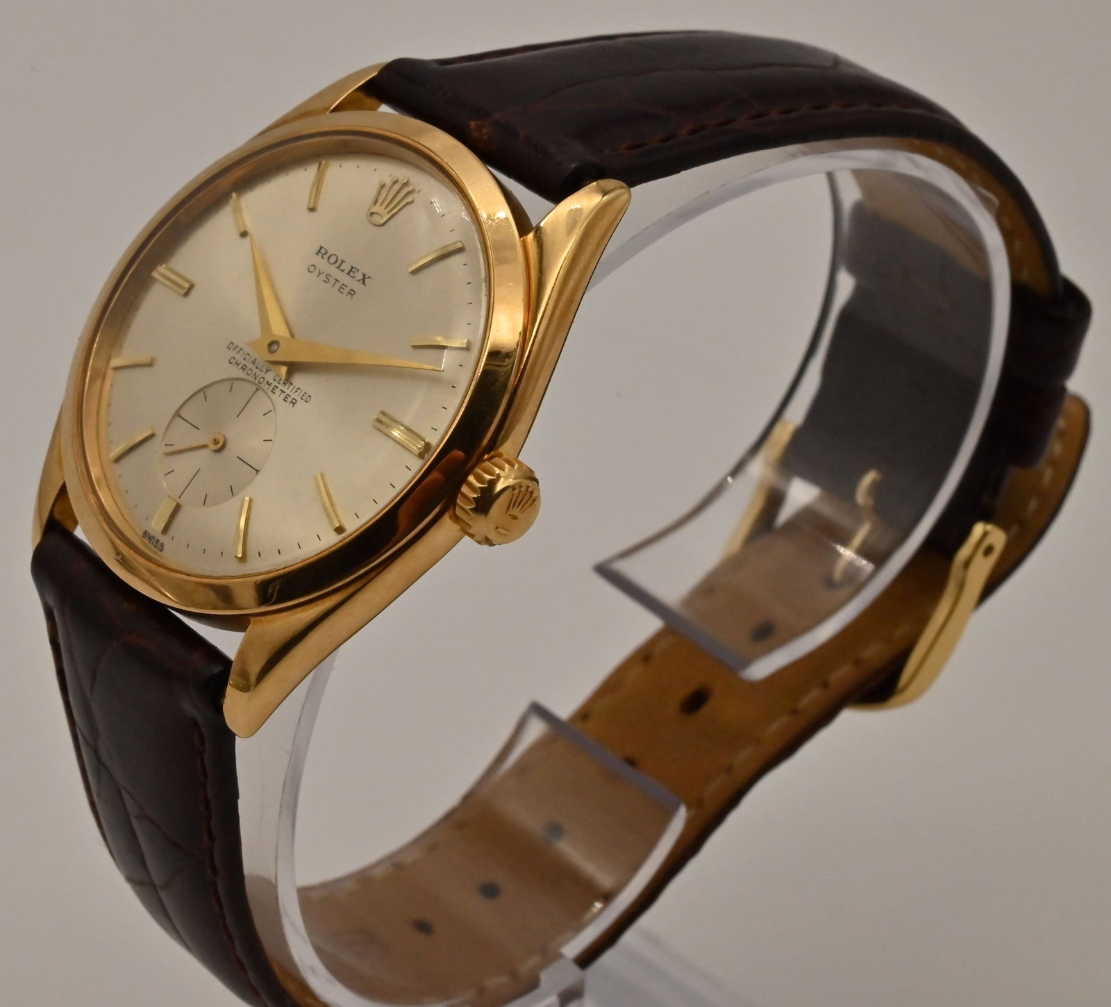 Vintage Rolex Oyster Veriflat Precision Herrenarmbanduhr, aus 18 Karat GG. - 2