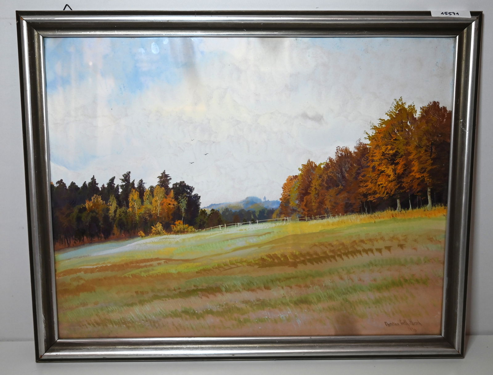 Christian Gotthard Hirsch (1889-1977) - Herbstliche Wiese, 1936.: Christian Gotthard Hirsch (1889-1977) - Herbstliche Wiese, 1936. Christian Gotthard Hirsch (1889-1977) - Herbstliche Wiese, 1936. Das Bild zeigt eine sanfte Wiesenlandschaft mit herbstlich gefärb