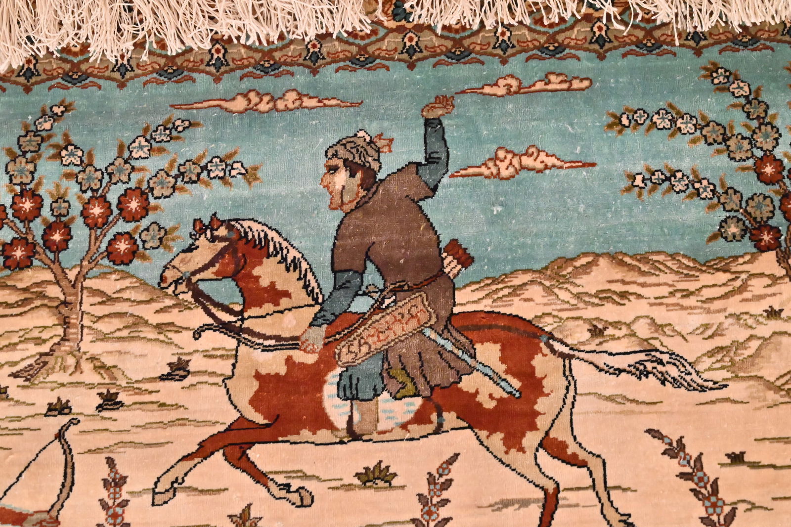 Jagdteppich Seidenteppich Perserteppich Jagdszene - 3