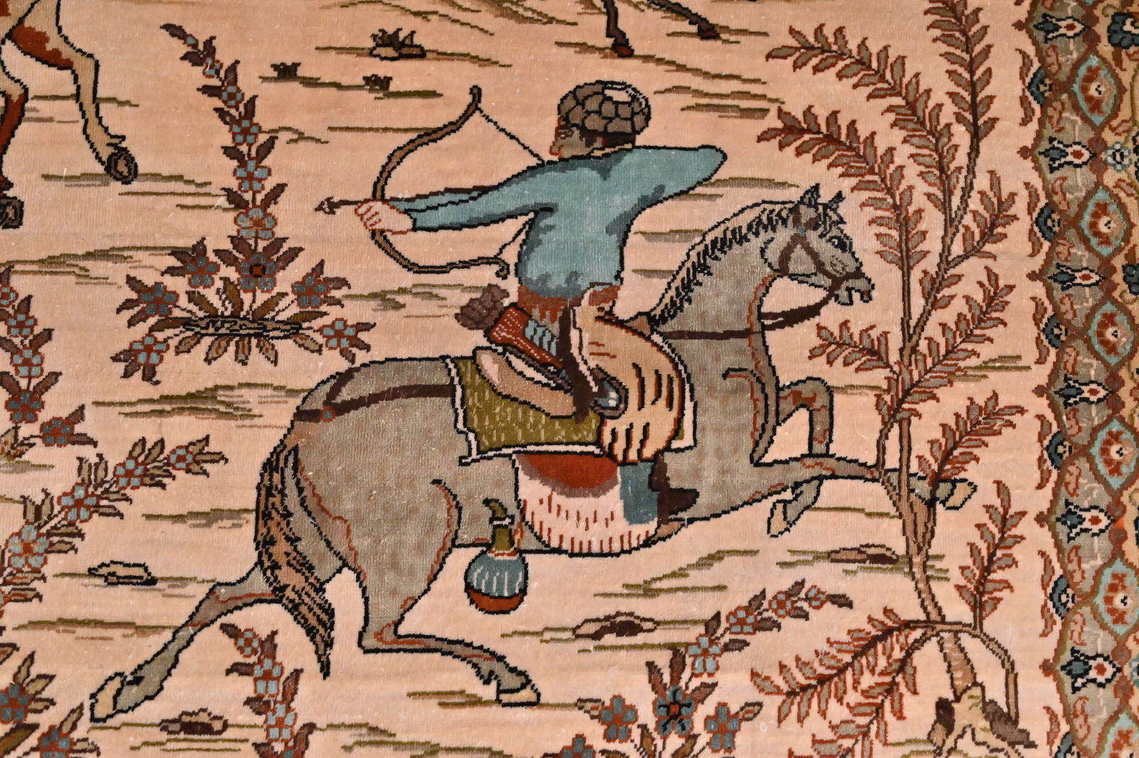 Jagdteppich Seidenteppich Perserteppich Jagdszene - 5