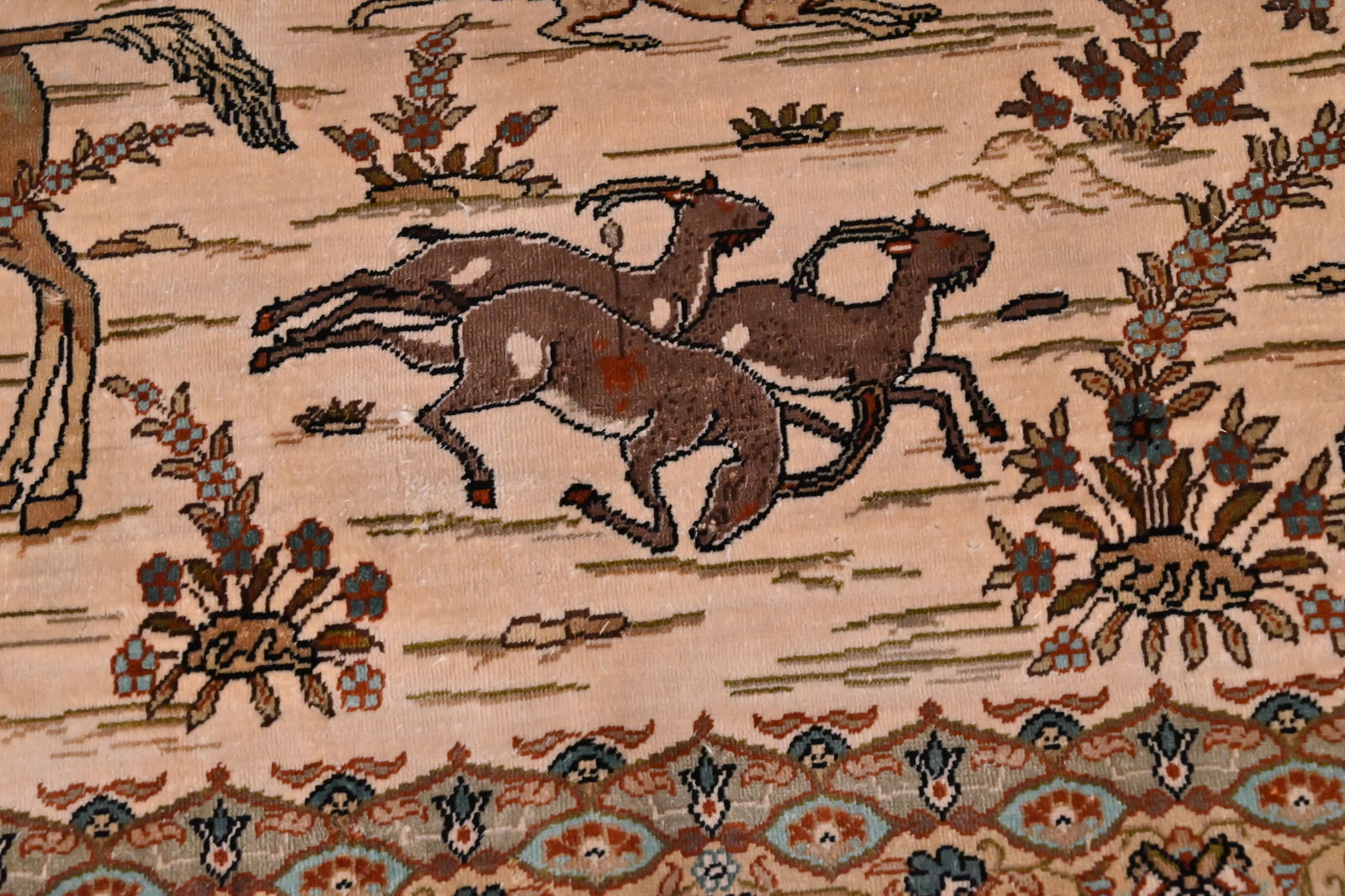 Jagdteppich Seidenteppich Perserteppich Jagdszene - 6