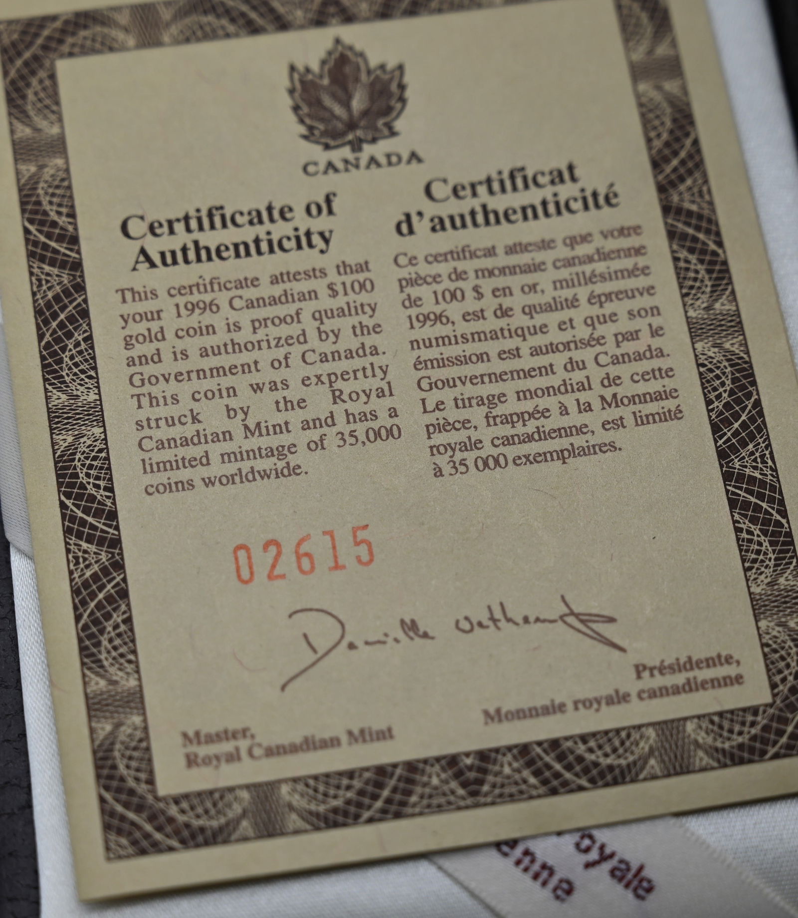 Kanada 100 Dollar aus dem Jahr 1996 Goldmünze - 3