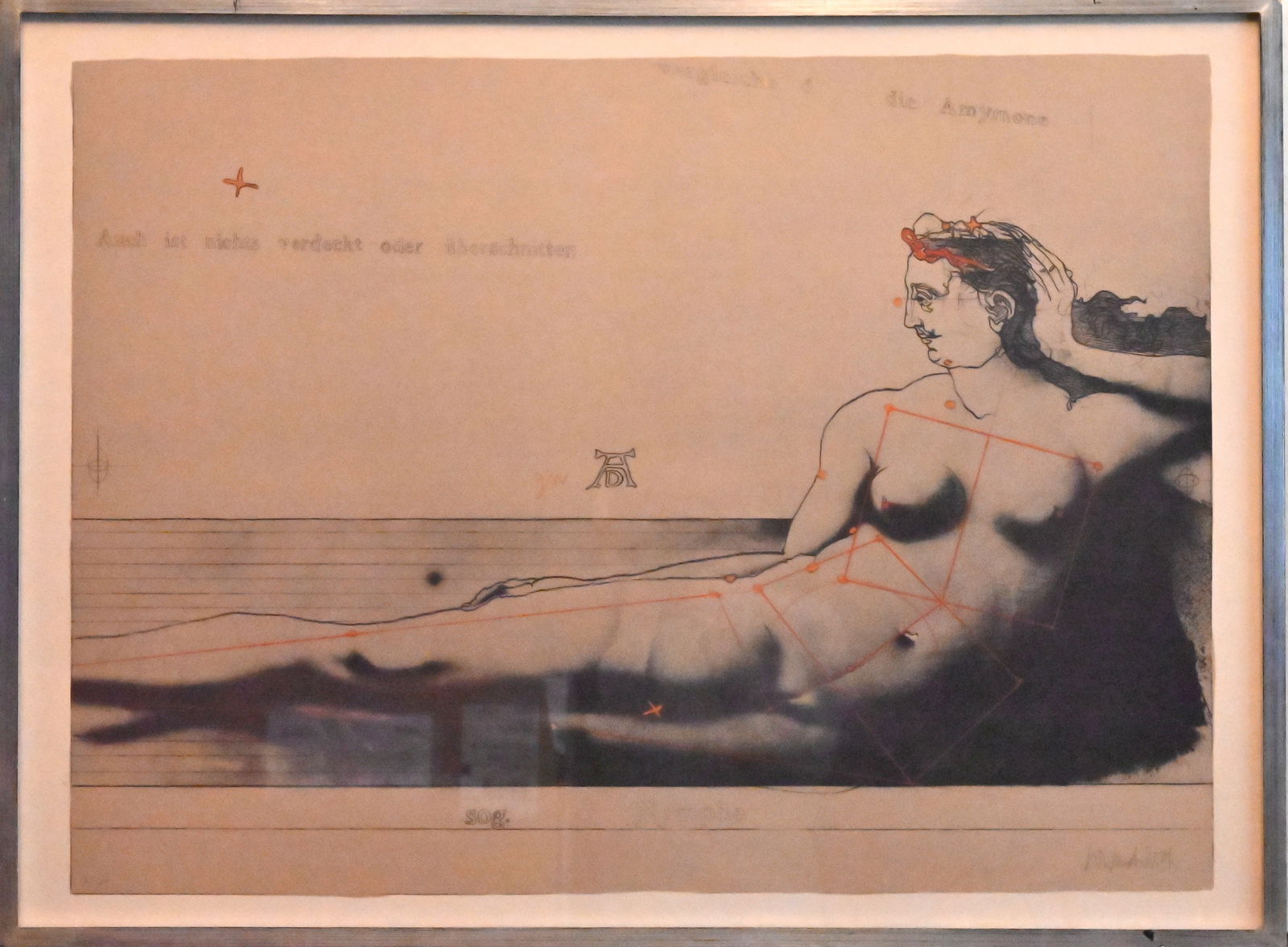 Paul Wunderlich (1927- 2010) - Eine Nymphe aus Wien, 1970: Paul Wunderlich (1927- 2010) - Eine Nymphe aus Wien, 1970 Paul Wunderlich (1927- 2010) - Eine Nymphe aus Wien, 1970Darstellung einer liegenden weiblichen Figur, kombiniert mit geometrischen Linien