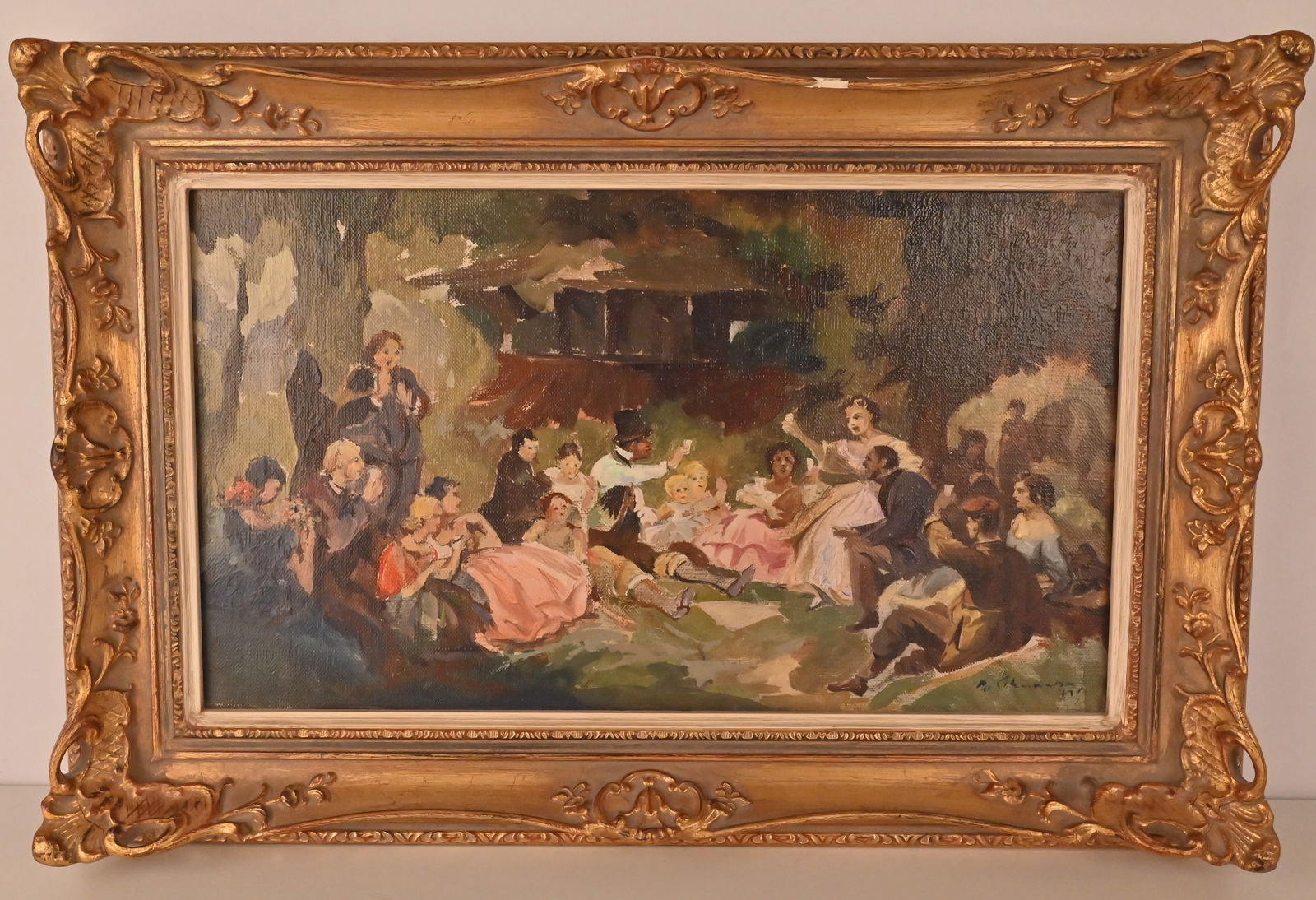 Unbekannter Künstler - Das Picknick (nach Carl Spitzweg), um. 1864: Unbekannter Künstler - Das Picknick (nach Carl Spitzweg), um. 1864 Darstellung einer geselligen Biedermeier-Szene, die sich durch eine ausgeprägt idyllische Atmosphäre