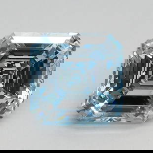 Loose Diamond - SQUARE EMERALD 1.03ct Fancy Intense Blue VS2: Loose Diamond - SQUARE EMERALD 1.03ct Fancy Intense Blue VS2 Source: This is a real non-mined Diamond that has been grown in a lab Shape: SQUARE EMERALD Carats: 1.03 Color: Fancy Intense Blue Certific