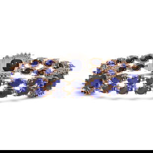 21.83 ctw Sapphire & Diamond Bracelet 14K Rose Gold: 21.83 ctw Sapphire & Diamond Bracelet 14K Rose Gold 21.83 ctw Sapphire & Diamond Bracelet 14K Rose Gold Designer Brand Luxury Jewelrymade in the USA Suggested Retail Price: $14850 .Item: Sapphire Brac