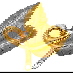 Tiffany & Co 18K Yellow Gold Diamond Leaf Brooch Pin 2003: Tiffany & Co 18K Yellow Gold Diamond Leaf Brooch Pin 2003 This exquisite Tiffany & Co. diamond leaf brooch pin, crafted in 18 karat yellow gold, showcases a stunning floral leaf design that exemplifie
